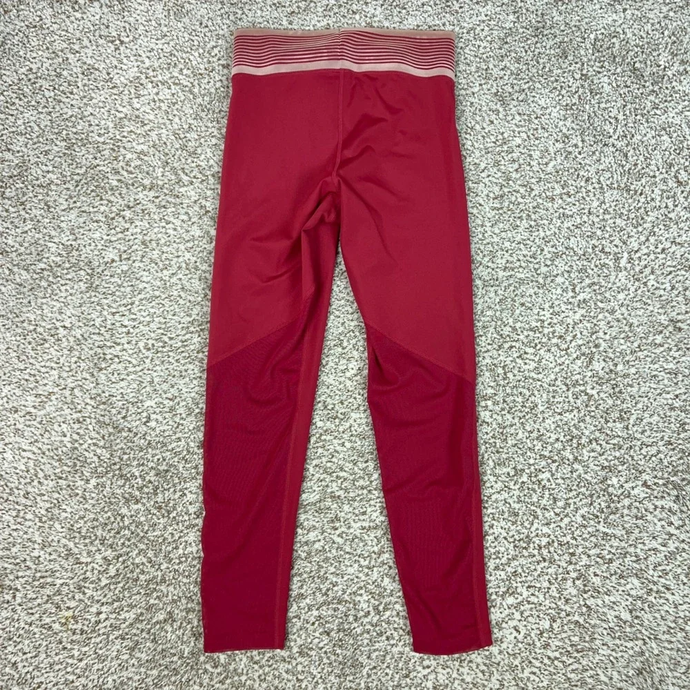 Nike Pro Leggings Women Small Red Gym Training Dri-FIT Mesh 7/8 Tights Pants Gym